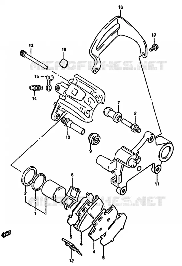 ETRIER DE FREIN ARRIERE (MODELE L/M) Suzuki MOTO 350 DR 1992  DR350SN(L/M/N/P/R)