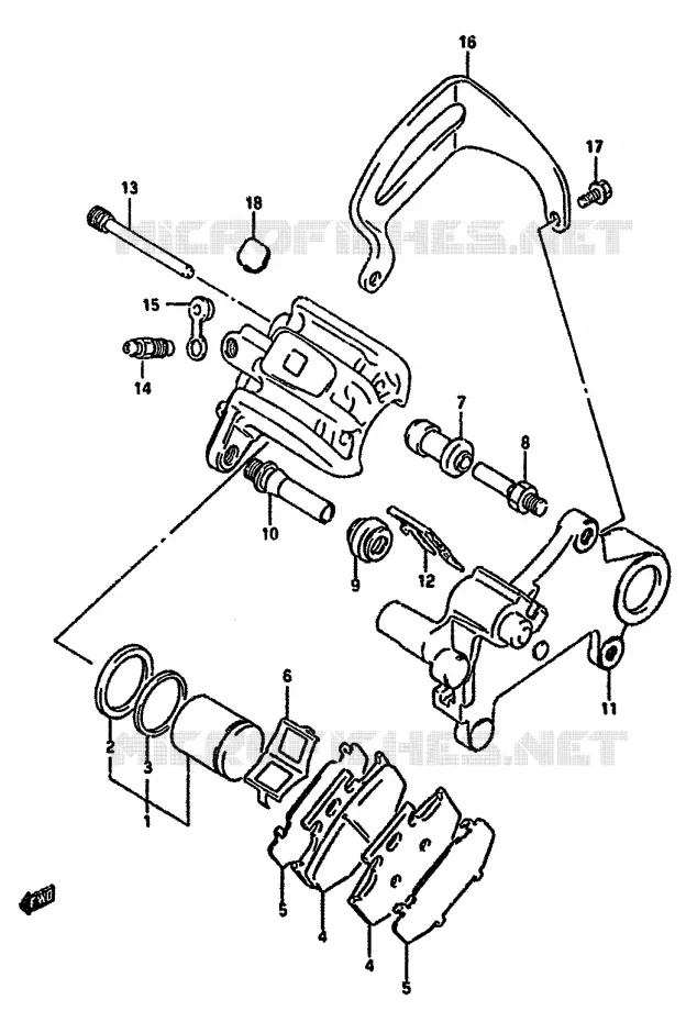 ETRIER DE FREIN ARRIERE (MODELE N/P) Suzuki MOTO 350 DR 1993  DR350SHP(L/M/N/P/R)