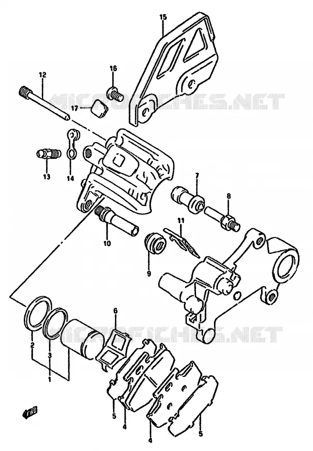 ETRIER DE FREIN ARRIERE (MODELE R) Suzuki MOTO 350 DR 1992  DR350SN(L/M/N/P/R)