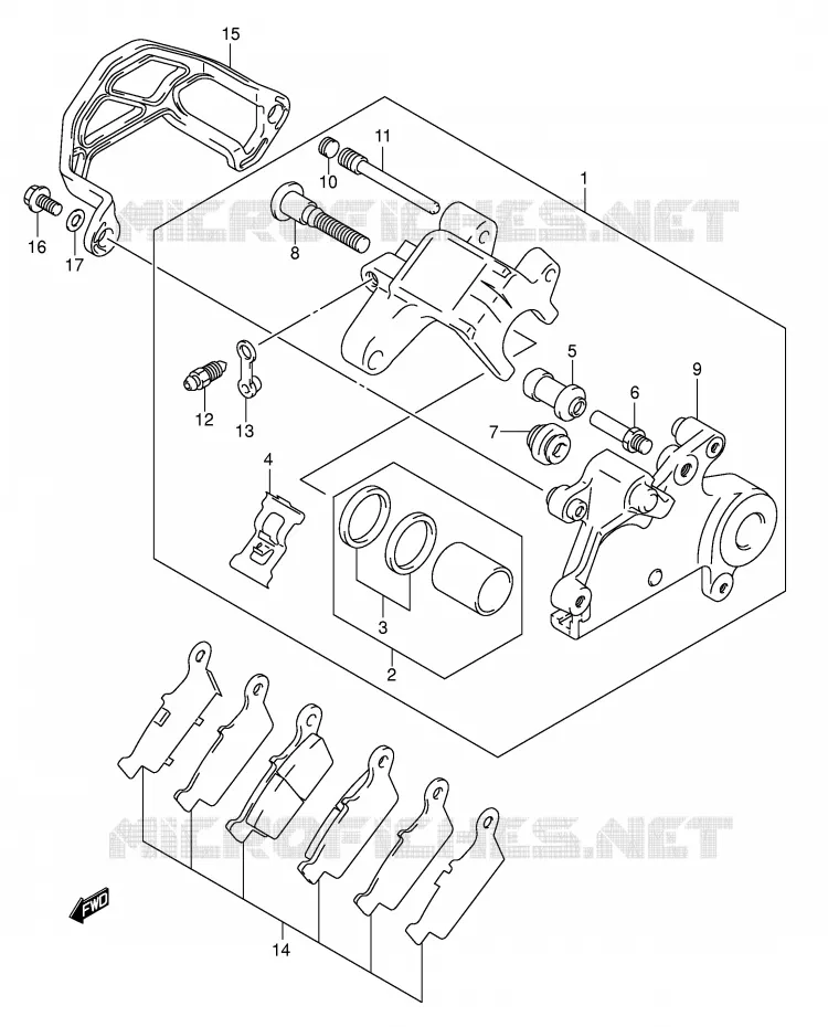 ETRIER DE FREIN ARRIERE Suzuki MOTO 400 DR-Z 2006  DR-Z400EK6(E1)