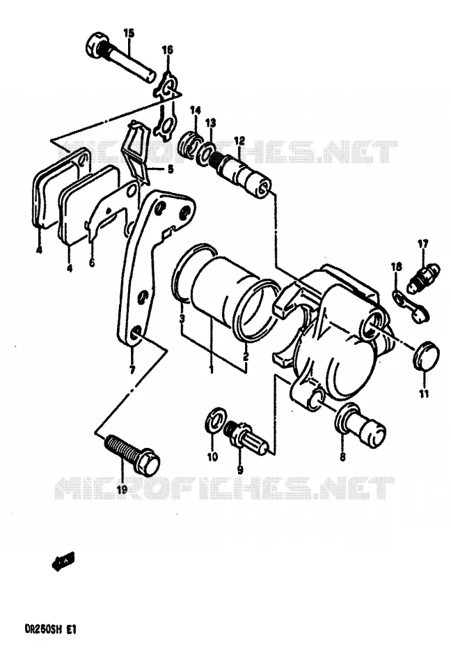 ETRIER DE FREIN AVANT (MODELE F/G/H) Suzuki MOTO 250 DR 1984  DR250SE(E/F/G/H)
