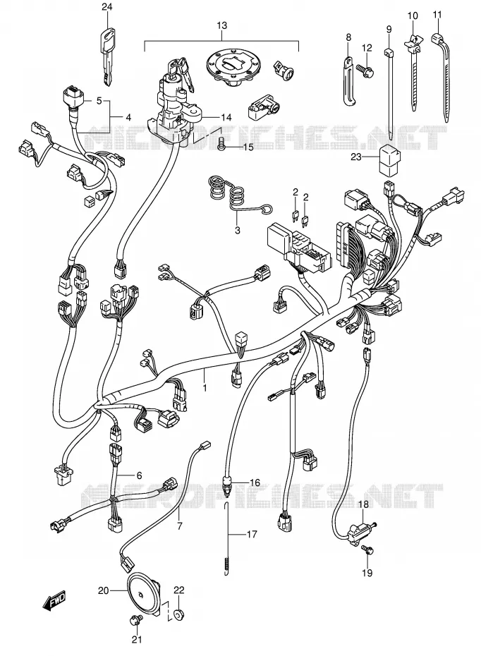 FAISCEAU ELECTRIQUE (MODELE K2) Suzuki MOTO 1000 V-STROM 2002  DL1000K2(E2)