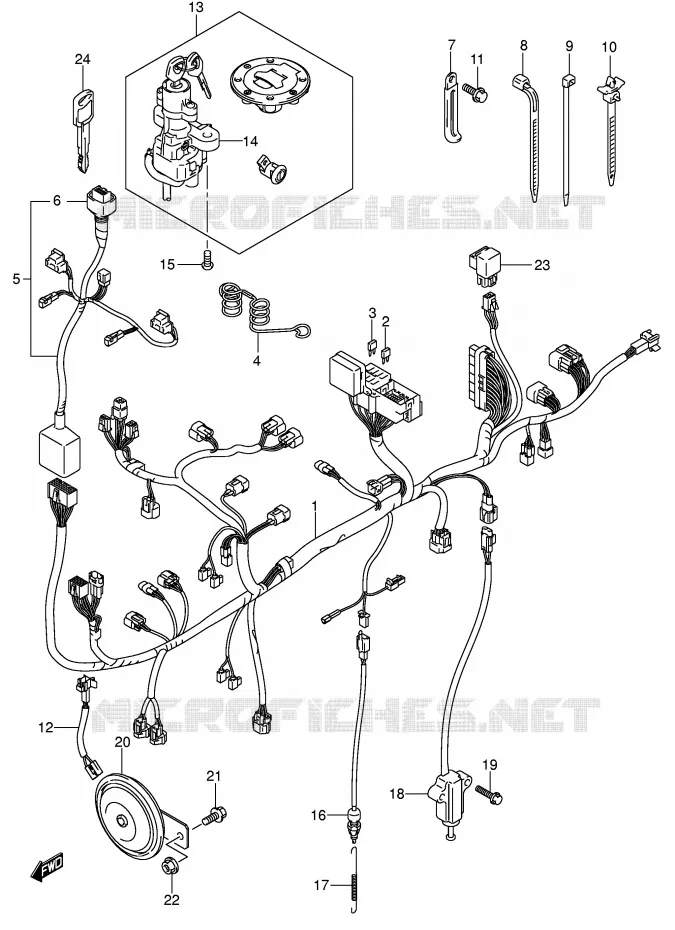 FAISCEAU ELECTRIQUE (MODELE K4 E24) Suzuki MOTO 650 V-STROM 2004  DL650U3K4(E2)