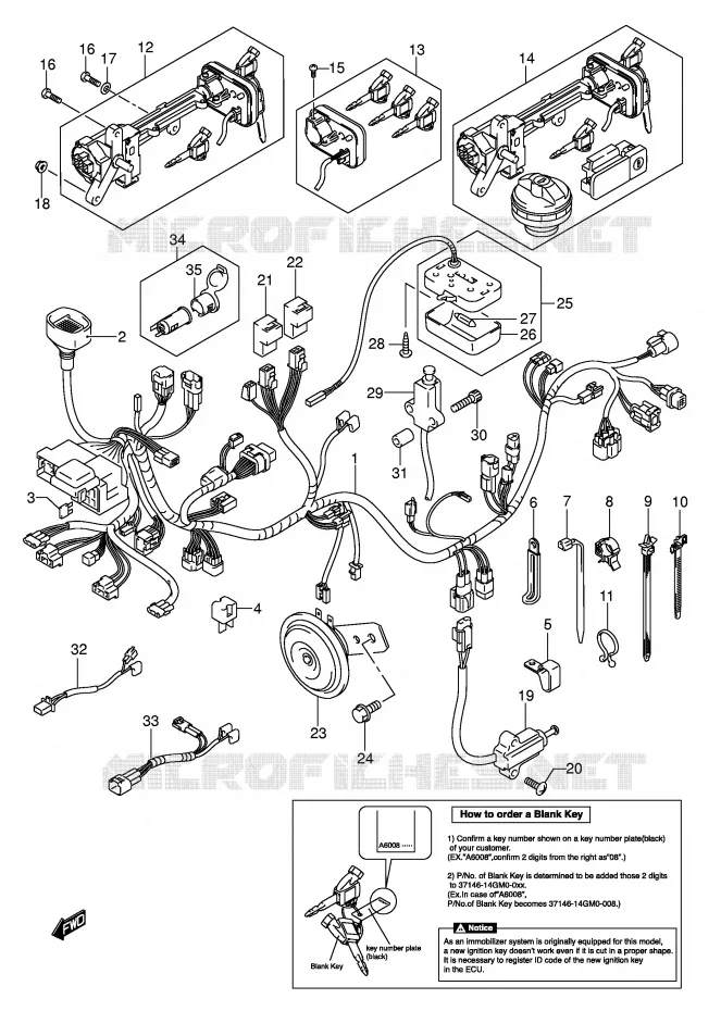 FAISCEAU ELECTRIQUE (MODELE K5/K6 E2,E19,IMOBI) Suzuki SCOOTER 250 BURGMAN 2006  AN250K6(E2)