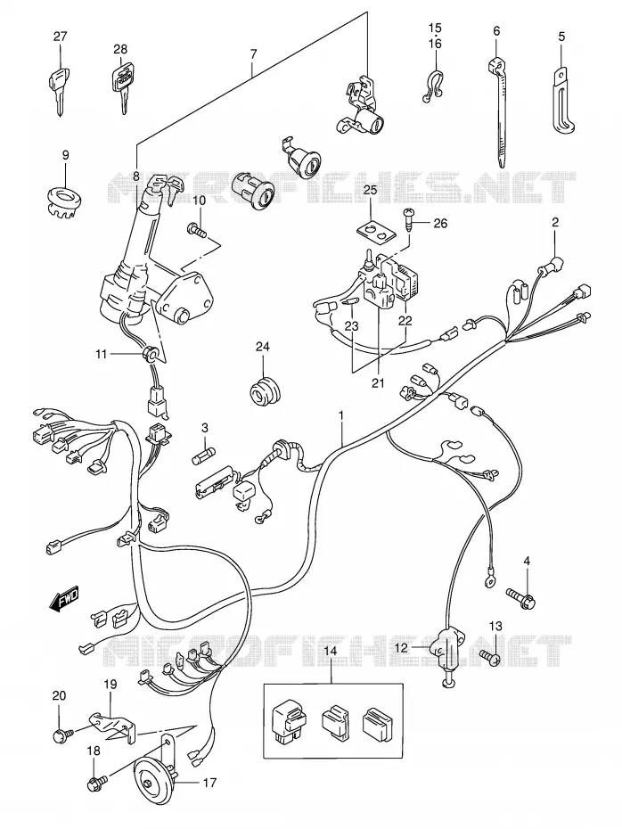 FAISCEAU ELECTRIQUE (MODELE Y) Suzuki SCOOTER 125 BURGMAN 1998  AN125W(E2)