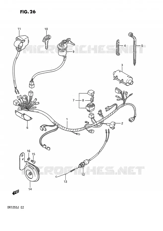 FAISCEAU ELECTRIQUE Suzuki MOTO 125 DR 1987  DR125SH(E2)