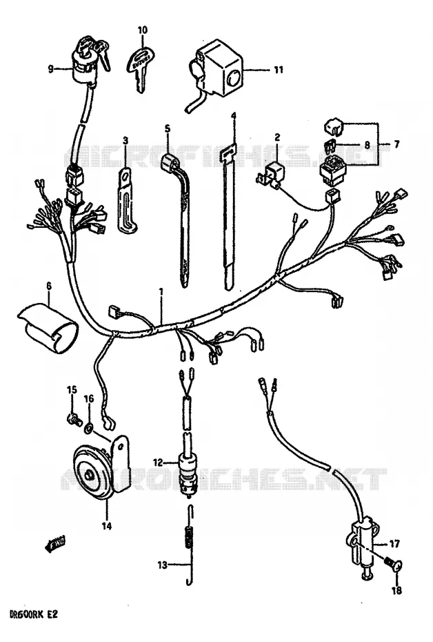 FAISCEAU ELECTRIQUE Suzuki MOTO 600 DR 1988  DR600RJ(E2)