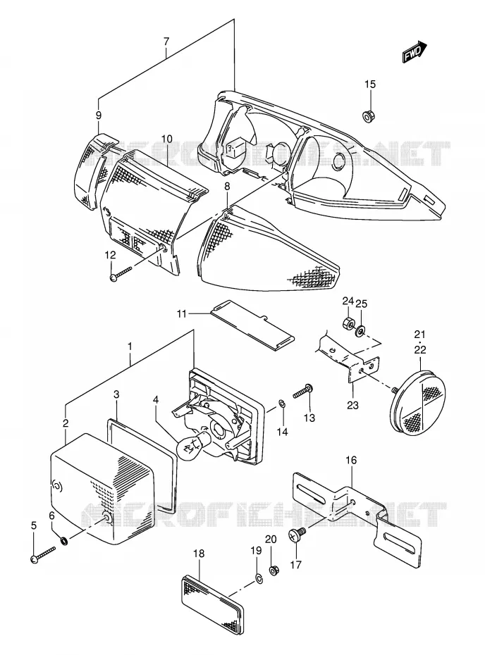 FEU ARRIERE (E2,E4,E21,E24) Suzuki SCOOTER 50 AE 1996  AE50KT(E1)