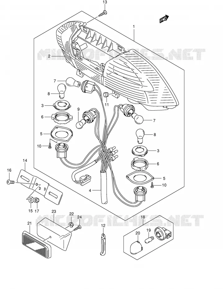 FEU ARRIERE (MODELE K4/K5/K6 E38) Suzuki SCOOTER 250 BURGMAN 2003  AN250K3(E2)