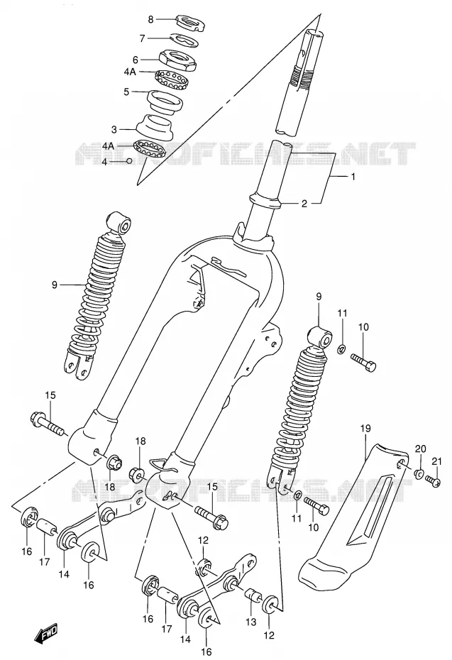 FOURCHE AVANT (AE50RP/RR/RS/RT/RV) Suzuki SCOOTER 50 AE 1993  AE50P(E28)
