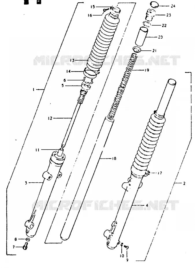 FOURCHE AVANT (DR400ST) Suzuki MOTO 400 DR 1980  DR400ST(T/X)