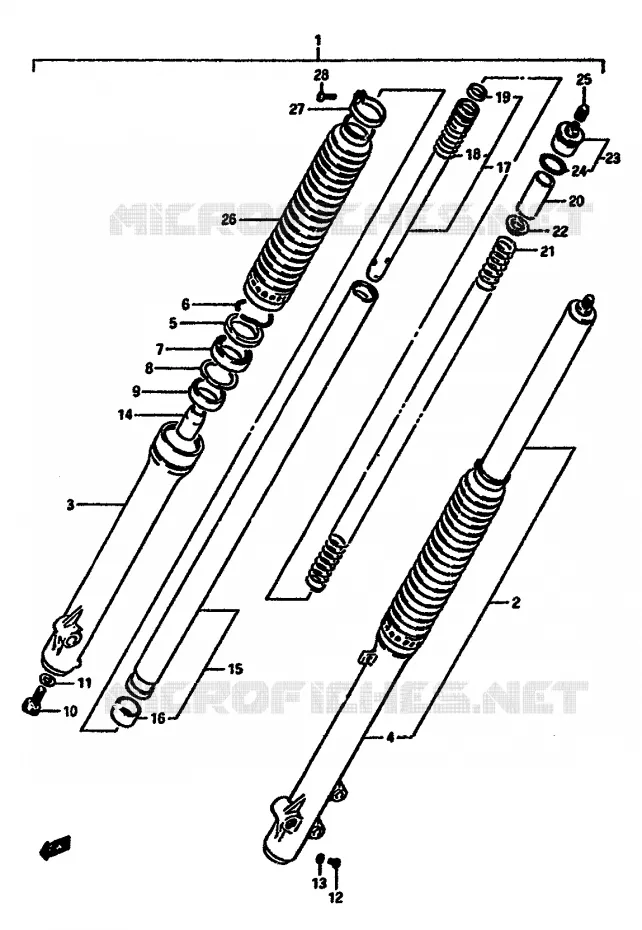 FOURCHE AVANT Suzuki MOTO 600 DR 1985  DR600SF(E2)