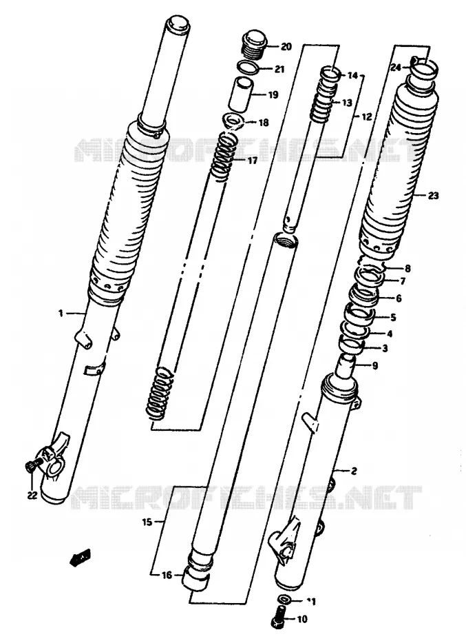 FOURCHE AVANT Suzuki MOTO 650 DR 1991  DR650RSUM(L/M)