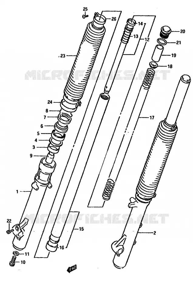 FOURCHE AVANT Suzuki MOTO 750 DR 1988  DR750SUJ(J/K)