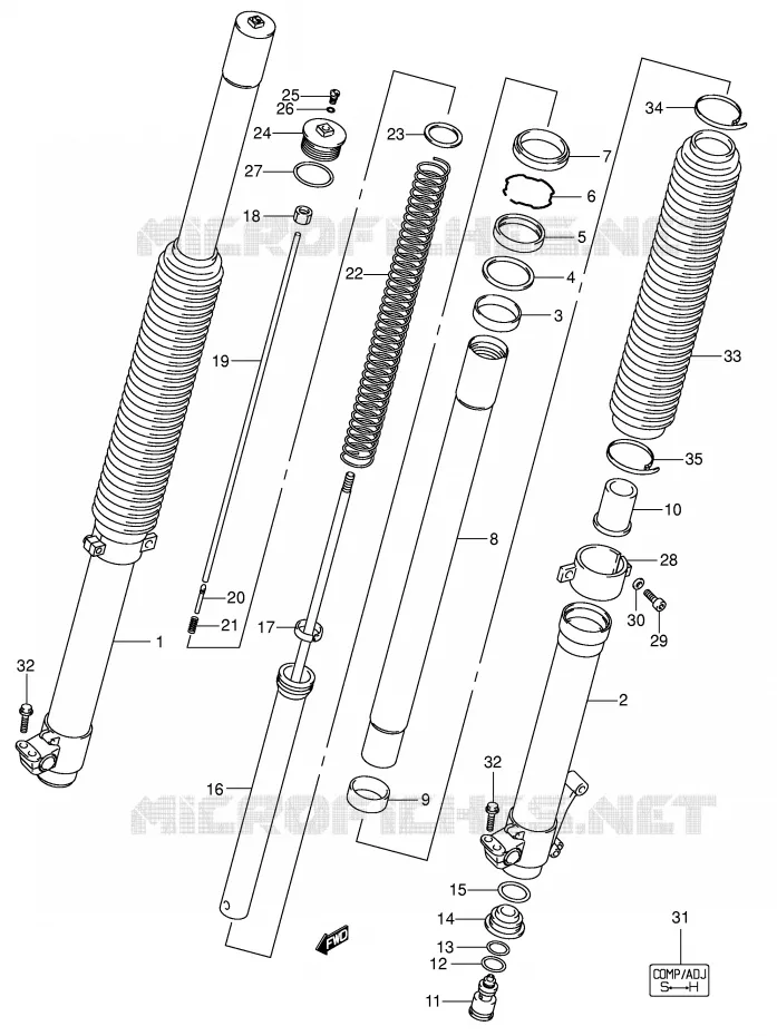 FOURCHE (DR-Z400EY/EK1/EK2 P37) Suzuki MOTO 400 DR-Z 2002  DR-Z400K2(E1)