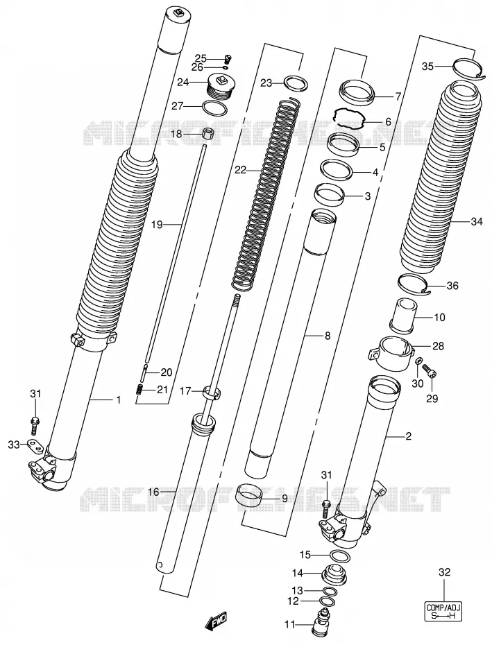 FOURCHE (MODELE K2/K3/K4) Suzuki MOTO 400 DR-Z 2000  DR-Z400SY(E3/E28)
