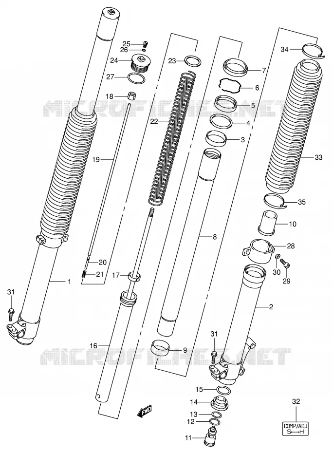 FOURCHE (VOIR NOTE) Suzuki MOTO 400 DR-Z 2001  DR-Z400K1(E1)