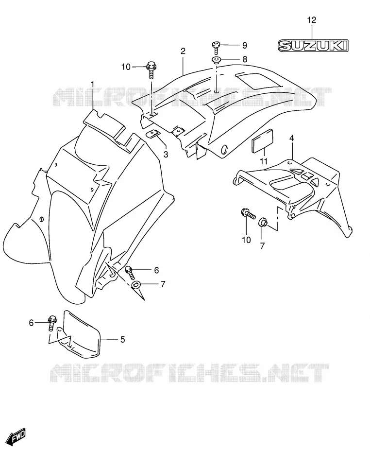GARDE BOUE ARRIERE (MODELE K4/K5 E24) Suzuki MOTO 650 DR 2005  DR650SEK5(E4)