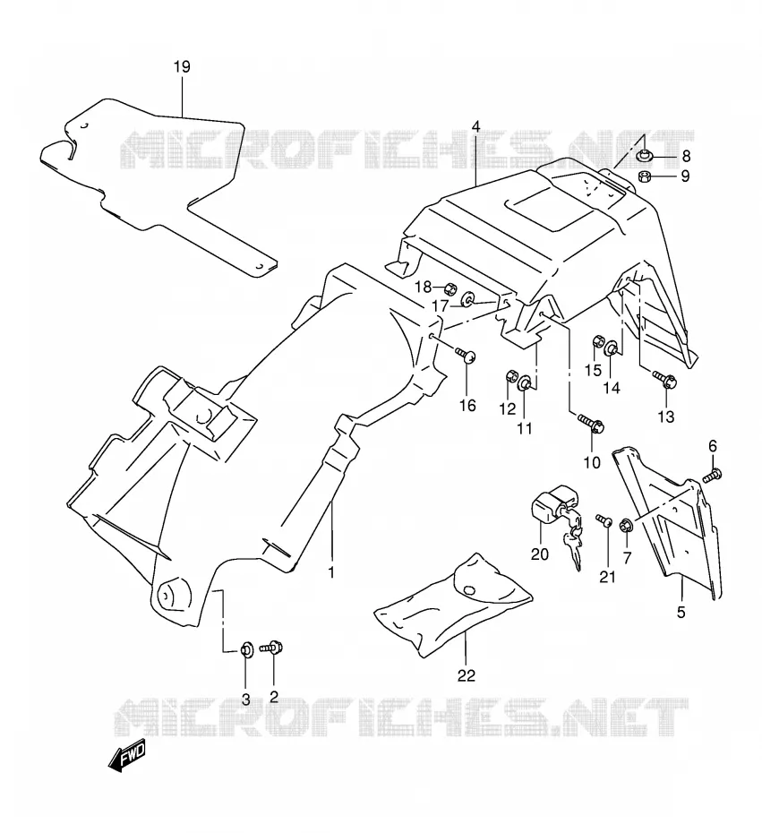 GARDE BOUE ARRIERE (MODELE R/S/T/V/W) Suzuki MOTO 125 DR 1998  DR125SEUW(E4)