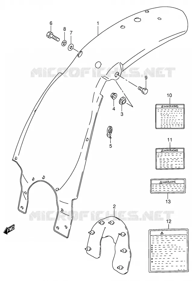 GARDE BOUE ARRIERE (MODELE T/V/W/X) Suzuki MOTO 80 DS 1996  DS80T(E3/E28)