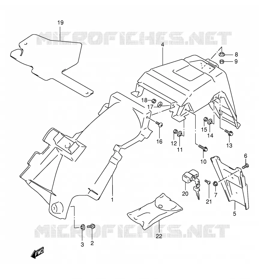 GARDE BOUE ARRIERE (MODELE X/Y) Suzuki MOTO 125 DR 1994  DR125SER(E4)