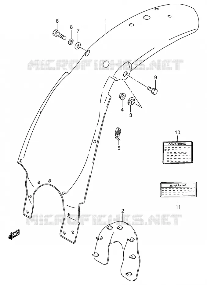 GARDE BOUE ARRIERE (MODELE Y) Suzuki MOTO 80 DS 1997  DS80V(E3/E28)
