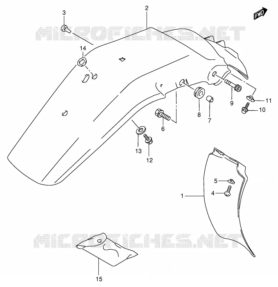 GARDE BOUE ARRIERE Suzuki MOTO 350 DR 1997  DR350V(E1)