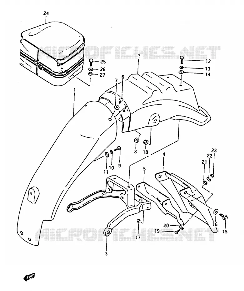 GARDE BOUE ARRIERE Suzuki MOTO 500 DR 1987  DR500H(G/H/J)