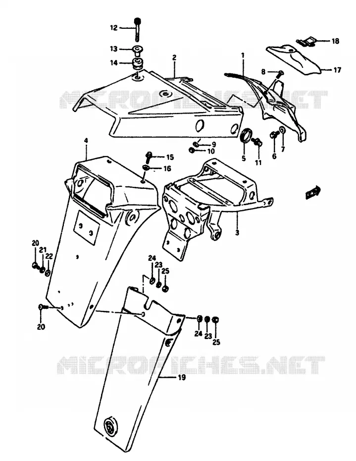 GARDE BOUE ARRIERE Suzuki MOTO 650 DR 1990  DR650SL(L/M)