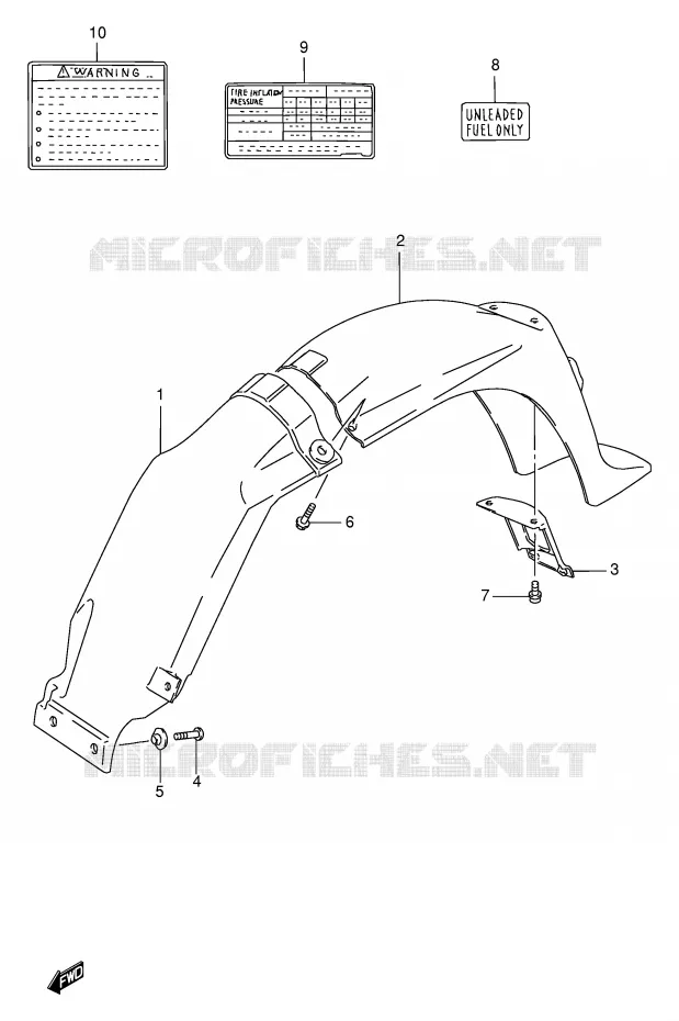 GARDE BOUE ARRIERE Suzuki SCOOTER 100 FB 1994  FB100R(E71)