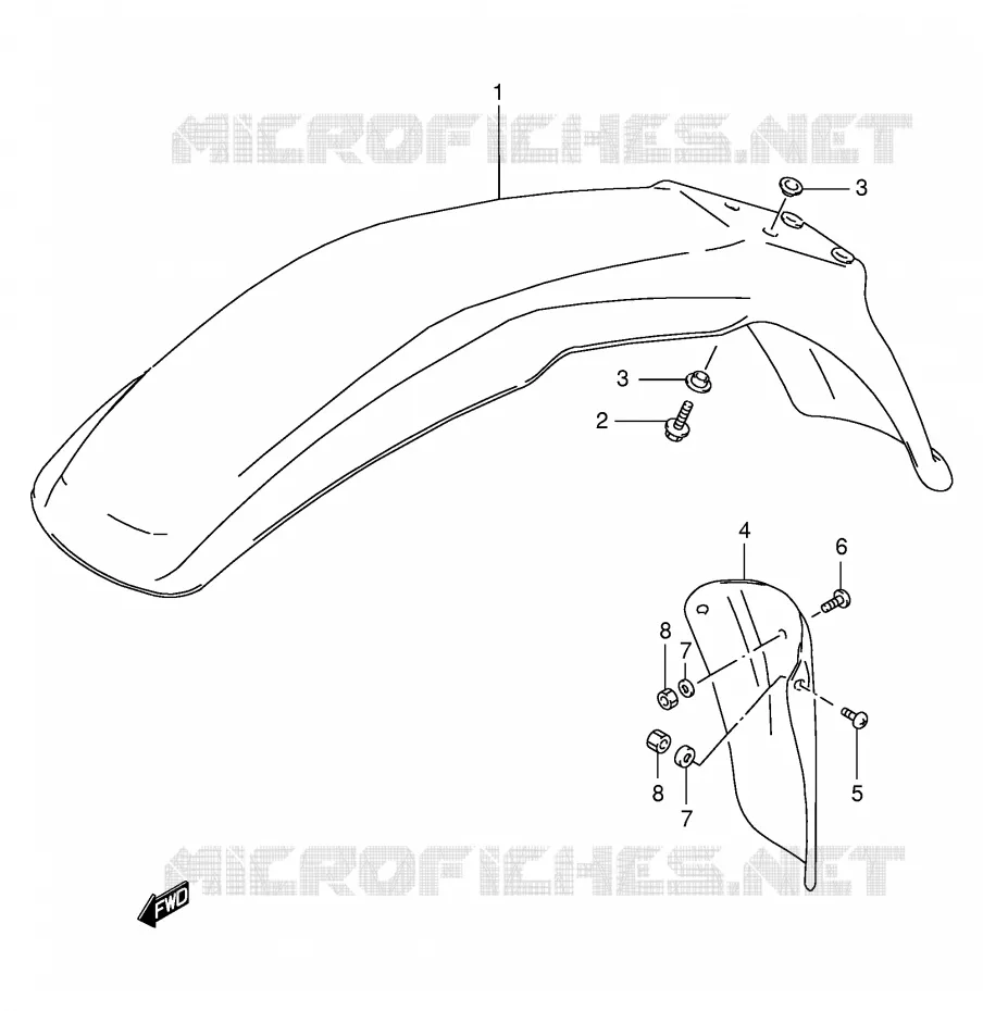 GARDE BOUE AVANT (MODELE X/Y) Suzuki MOTO 125 DR 1998  DR125SEW(E4)