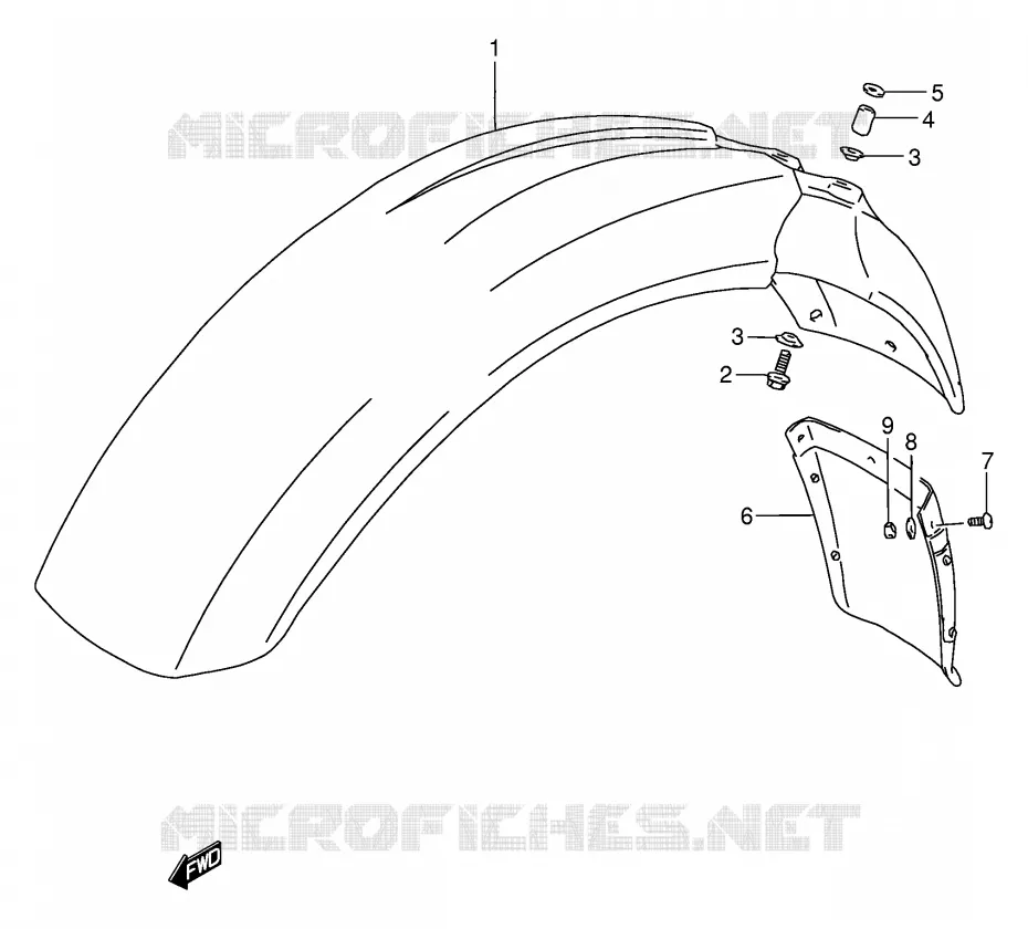 GARDE BOUE AVANT Suzuki MOTO 650 DR 1994  DR650RER(E2)