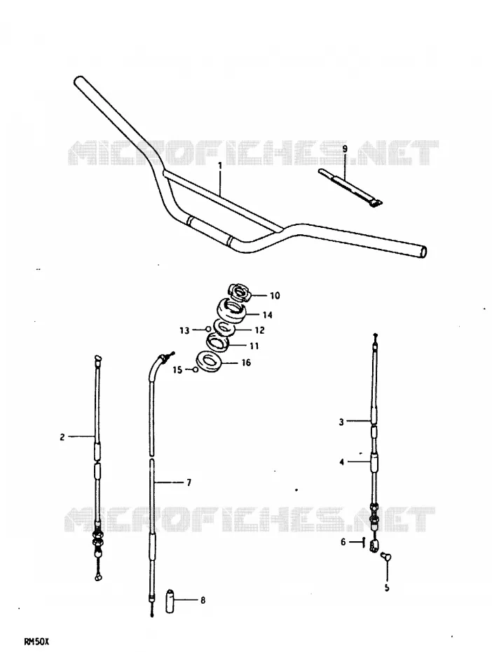 GUIDON - CABLES Suzuki MOTO 50 RM 1979  RM50N(C/N/T/X)