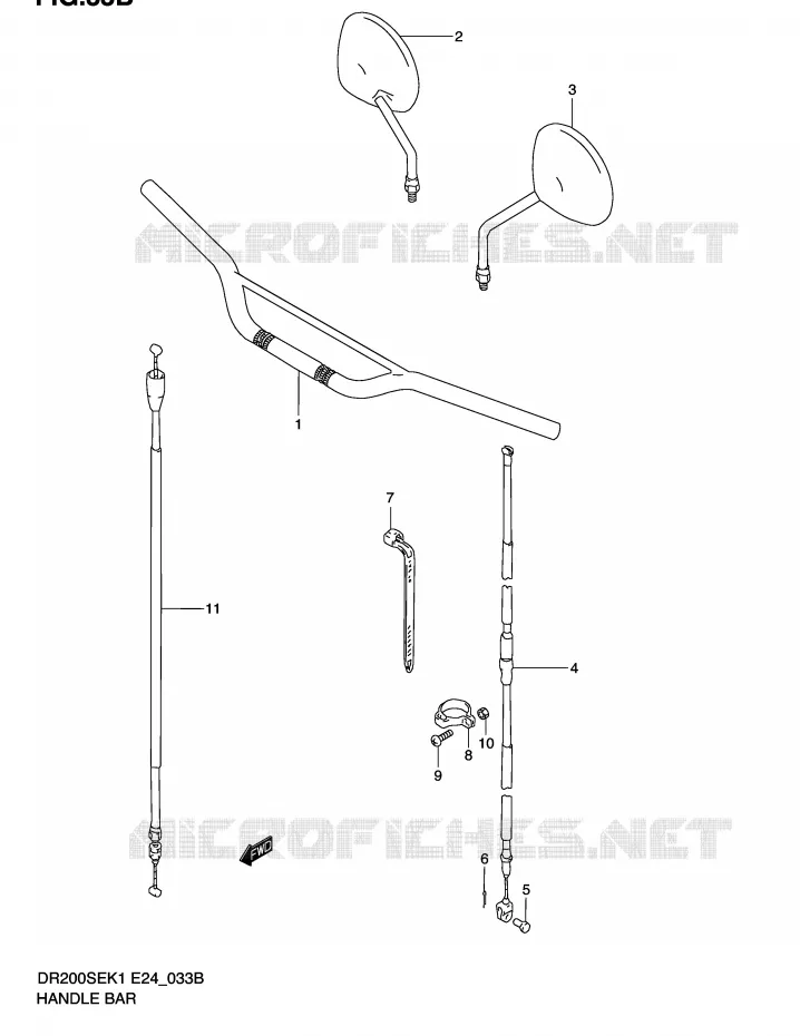GUIDON (MODELE K2/K3/K4/K5 E6) Suzuki MOTO 200 DR 2002  DR200SEK2(E24)