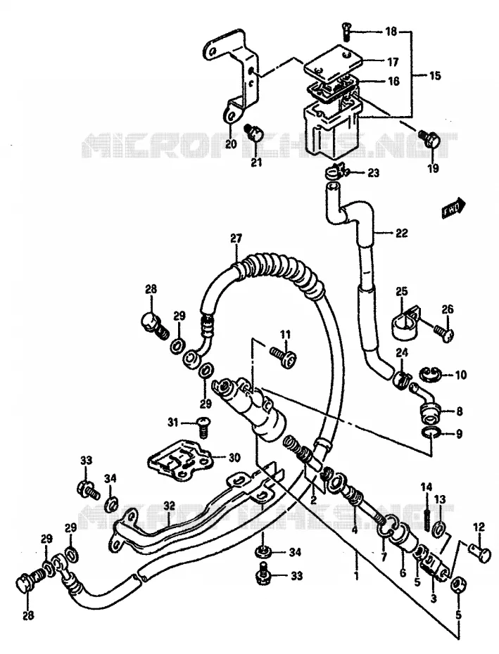 MAITRE CYLINDRE ARRIERE (MODELE K) Suzuki MOTO 750 DR 1989  DR750SUK(J/K)