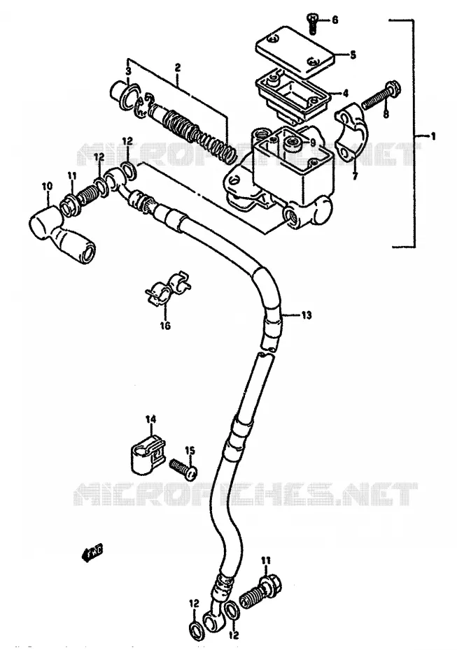 MAITRE CYLINDRE AVANT (DR350SL/SM/SN/SP/SR) Suzuki MOTO 350 DR 1992  DR350SHN(L/M/N/P/R)