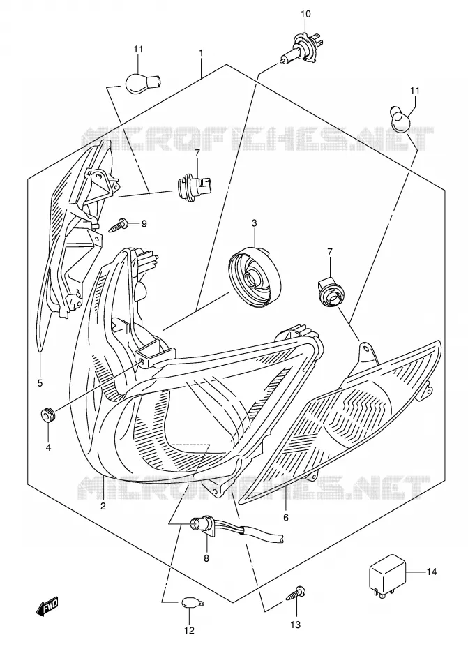 PHARE (MODELE K5/K6) Suzuki SCOOTER 400 BURGMAN 2004  AN400K4(E2)