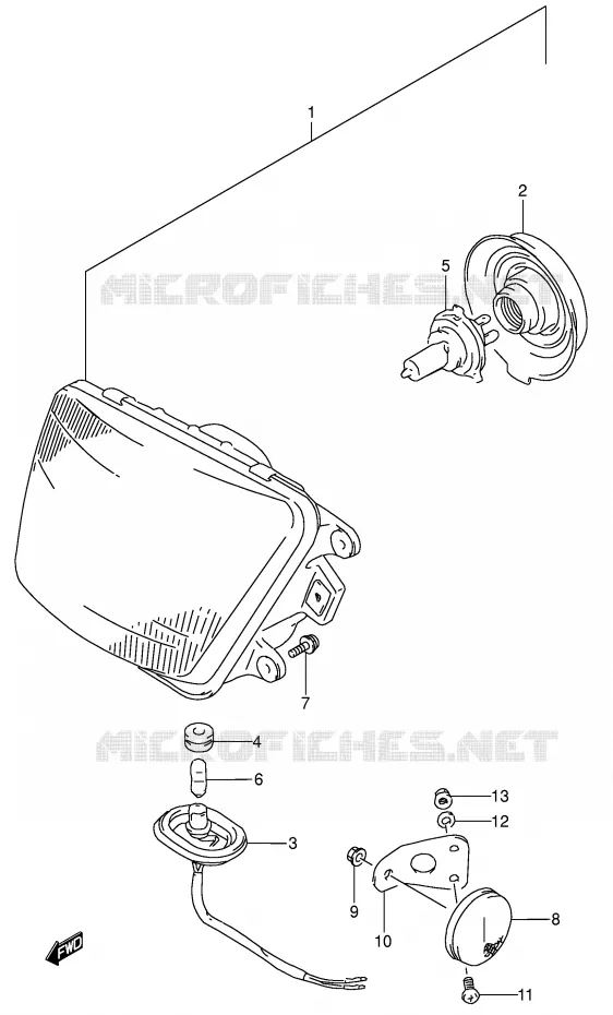 PHARE (MODELE M/N/P/R) Suzuki MOTO 650 DR 1994  DR650RSER(E4)