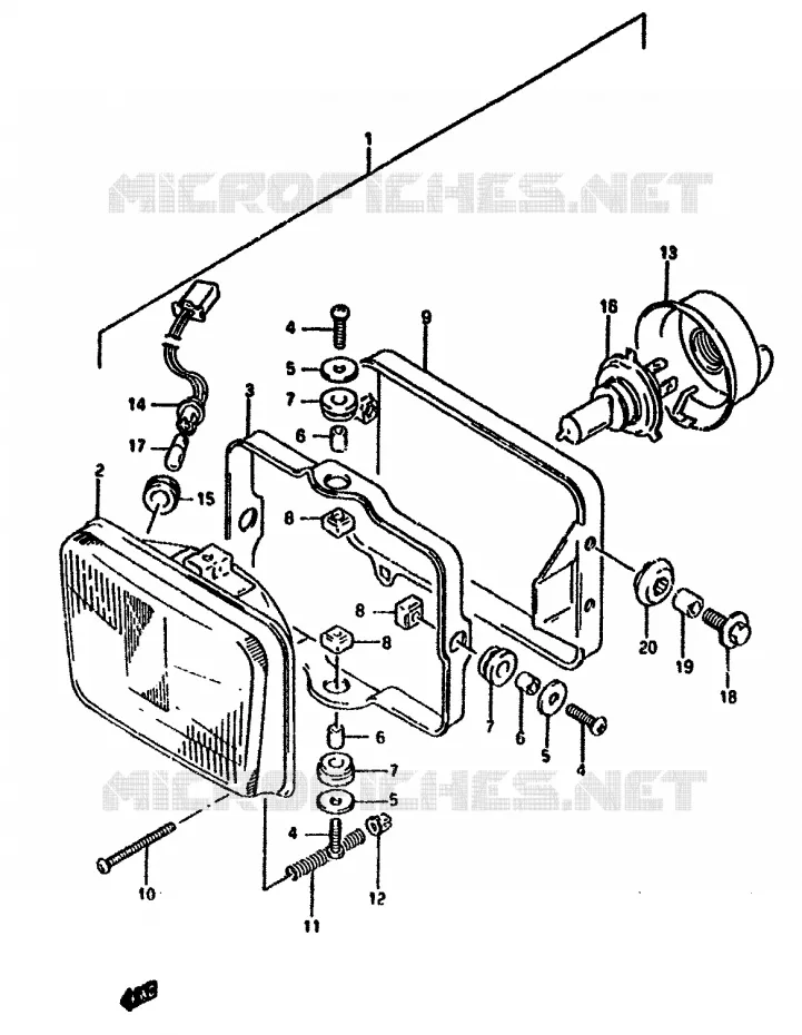 PHARE (MODELE R) Suzuki MOTO 650 DR 1992  DR650RUN(N/P/R)