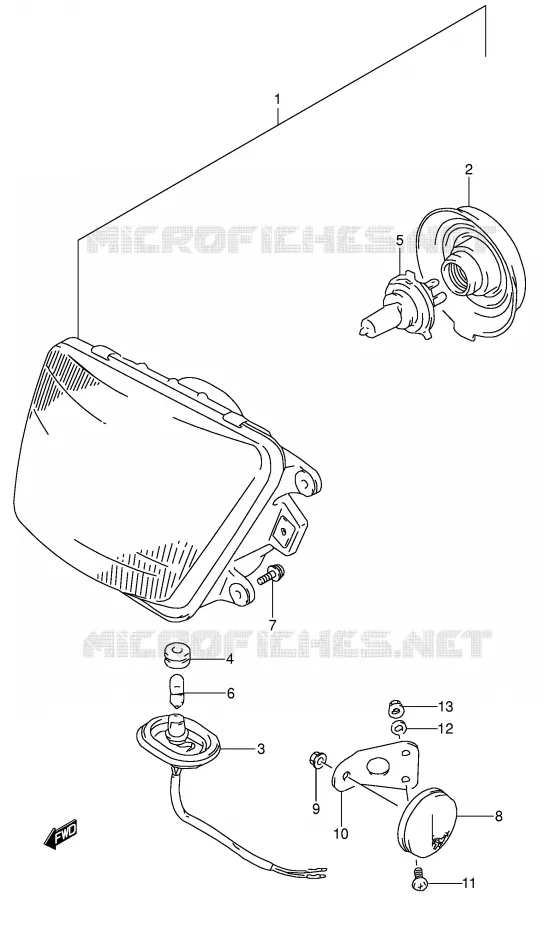 PHARE (MODELE S/T) Suzuki MOTO 650 DR 1995  DR650RSES(E4)