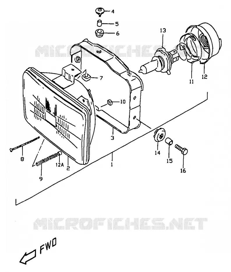 PHARE (MODELE W/X E24) Suzuki MOTO 350 DR 1998  DR350W(V/W/X)
