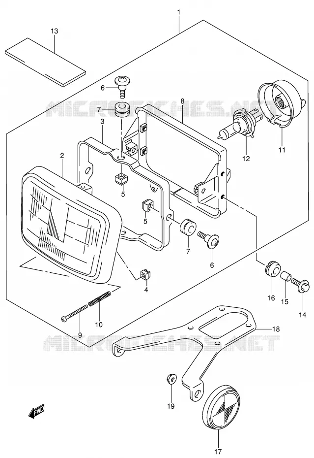 PHARE (MODELE Y/K1) Suzuki MOTO 400 DR-Z 2003  DR-Z400SK3(E3/E28)