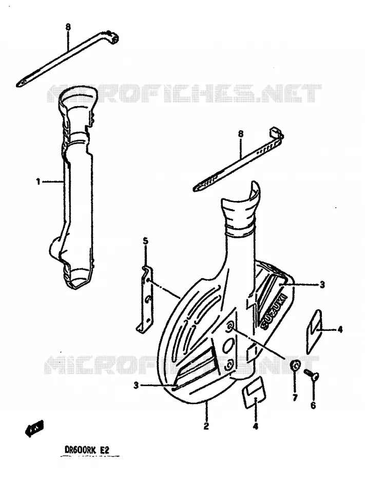 PROTECTIONS DE FOURCHE (MODELE H/J/K) Suzuki MOTO 600 DR 1987  DR600RH(E2)