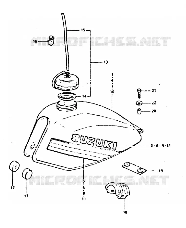 RESERVOIR D'ESSENCE (DR400SX) Suzuki MOTO 400 DR 1981  DR400SX(T/X)