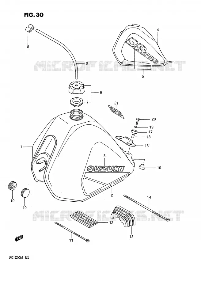 RESERVOIR D'ESSENCE (MODELE F/H) Suzuki MOTO 125 DR 1985  DR125SF(E2)