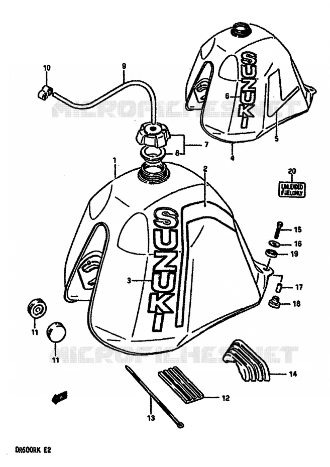 RESERVOIR D'ESSENCE (MODELE G/H) Suzuki MOTO 600 DR 1987  DR600RH(E2)