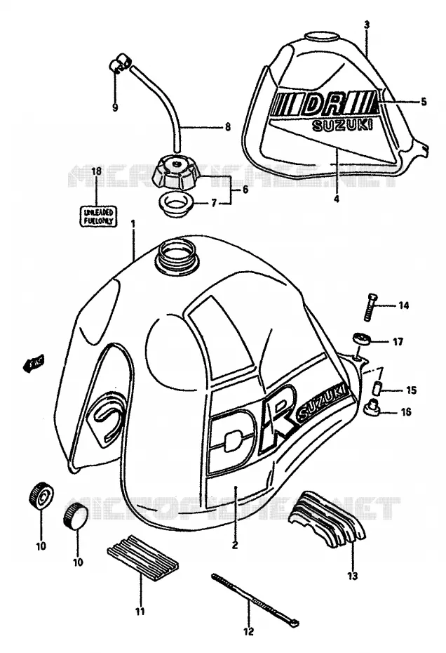 RESERVOIR D'ESSENCE (MODELE H/J) Suzuki MOTO 600 DR 1985  DR600SF(E2)