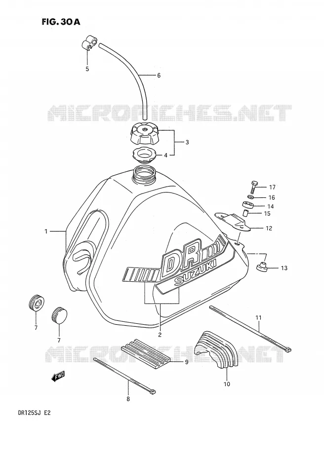 RESERVOIR D'ESSENCE (MODELE J) Suzuki MOTO 125 DR 1985  DR125SF(E2)