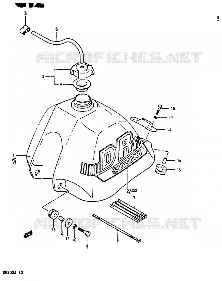 RESERVOIR D'ESSENCE (MODELE J) Suzuki MOTO 200 DR 1987  DR200H(G/H/J)