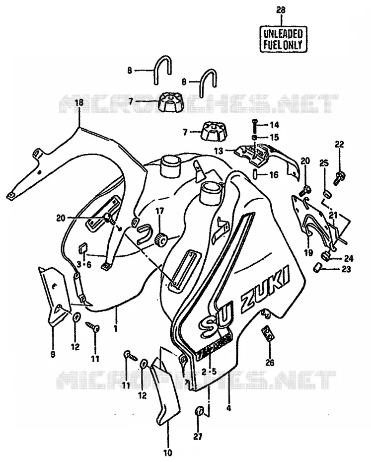 RESERVOIR D'ESSENCE (MODELE K) Suzuki MOTO 750 DR 1989  DR750SK(J/K)